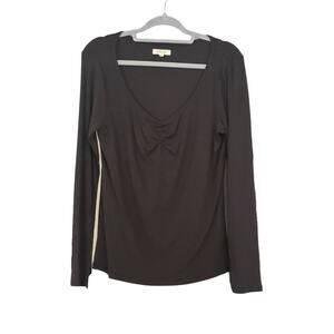 Madewell Black Long Sleeve Jersey Twist Front Top Synched Neckline Womans XXL